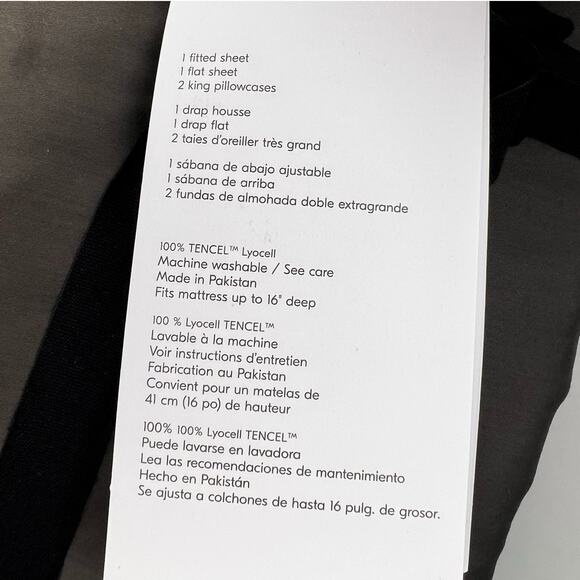 West Elm KING Silky Tencel Lyocell Sheet Set SLATE GRAY 320 Thread Count NWT - Picture 4 of 7